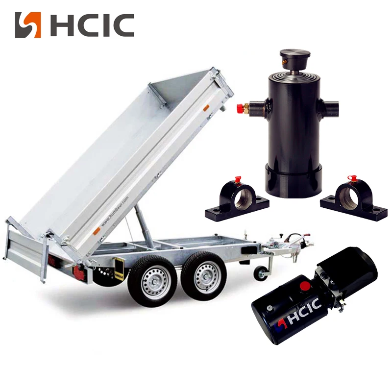 Jack Trailer Hydraulic ບັນຈຸດ້ວຍຕົນເອງ 12 ໂຕນກັບຫນ່ວຍບໍລິການໄຟຟ້າ 12V DC ປະສົມປະສານ